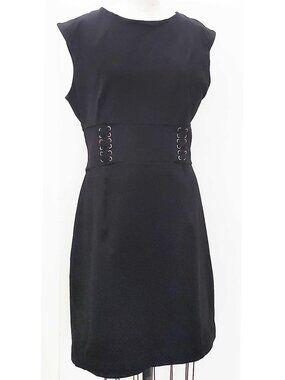 Cynthia Rowley Women's Stretch Black Dress Faux Waist Lacing  Sleeveless XL